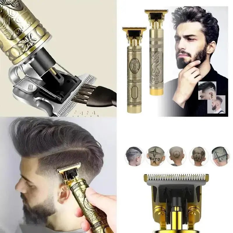 Máquina de corte de cabelo masculina com design aleatório elétrico profissional - PrimeImpérios