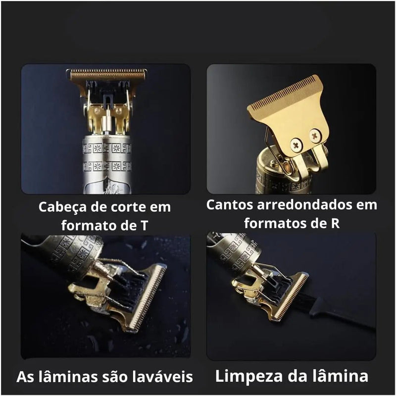 Máquina de corte de cabelo masculina com design aleatório elétrico profissional - PrimeImpérios