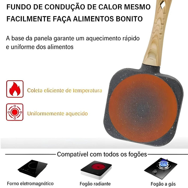 Frigideira antiaderente com 3 divisórias para fritar ovo bacon carne frango lanche multiuso - PrimeImpérios