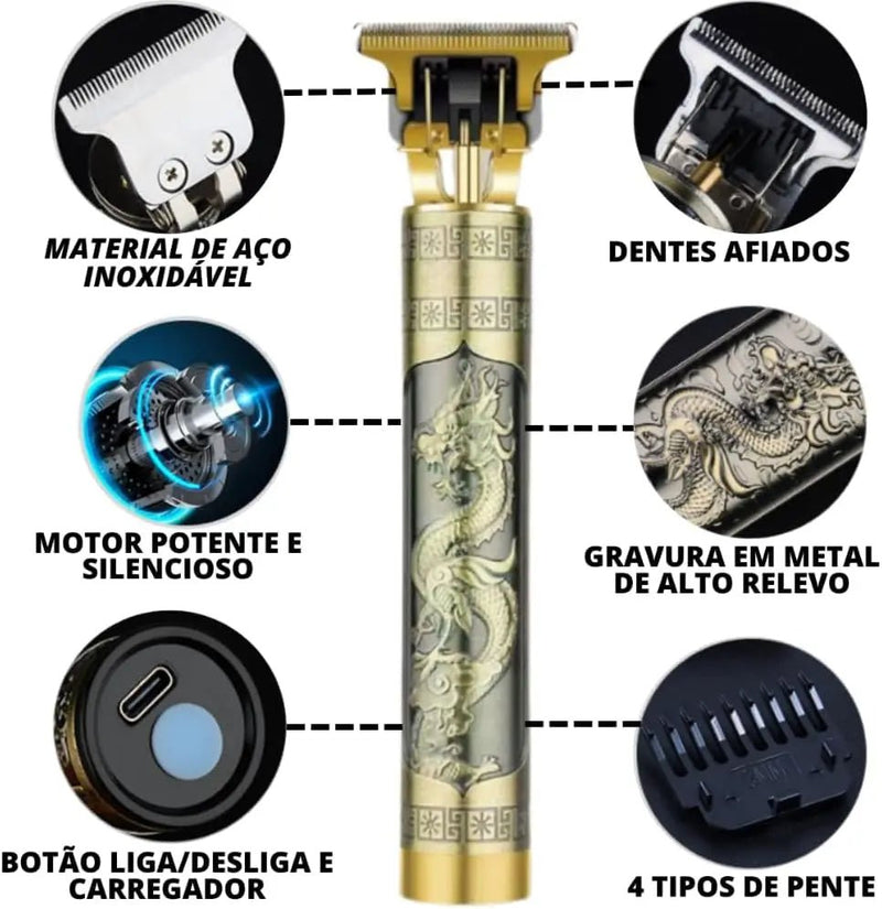 Máquina de corte de cabelo masculina com design aleatório elétrico profissional - PrimeImpérios