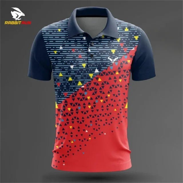 Camisa polo esportiva masculina respirável de secagem rápida badminton tênis gola alta esportes camiseta de golfe de manga curta para homem - PrimeImpérios