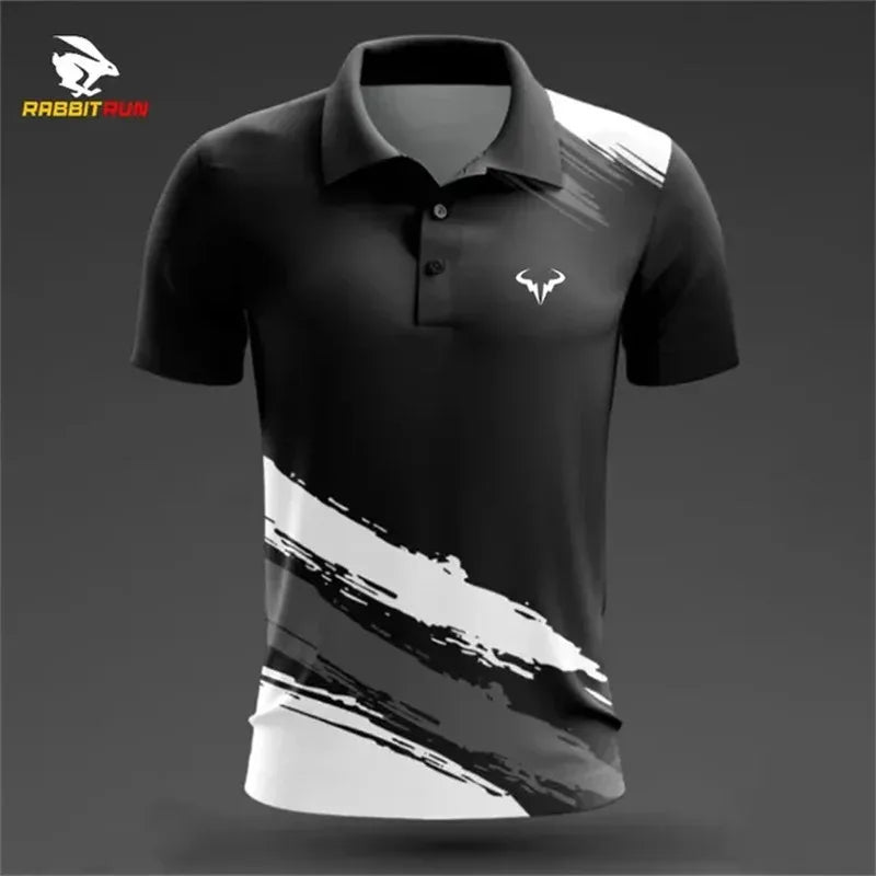 Camisa polo esportiva masculina respirável de secagem rápida badminton tênis gola alta esportes camiseta de golfe de manga curta para homem - PrimeImpérios