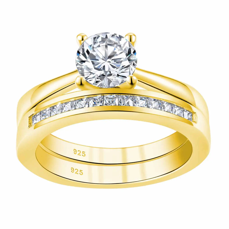 Anel de noivado de prata 925, aliança de casamento, joias de ouro branco, amarelo, luxo, solitário, redondo, zircônia cúbica, anéis de diamante - PrimeImpérios