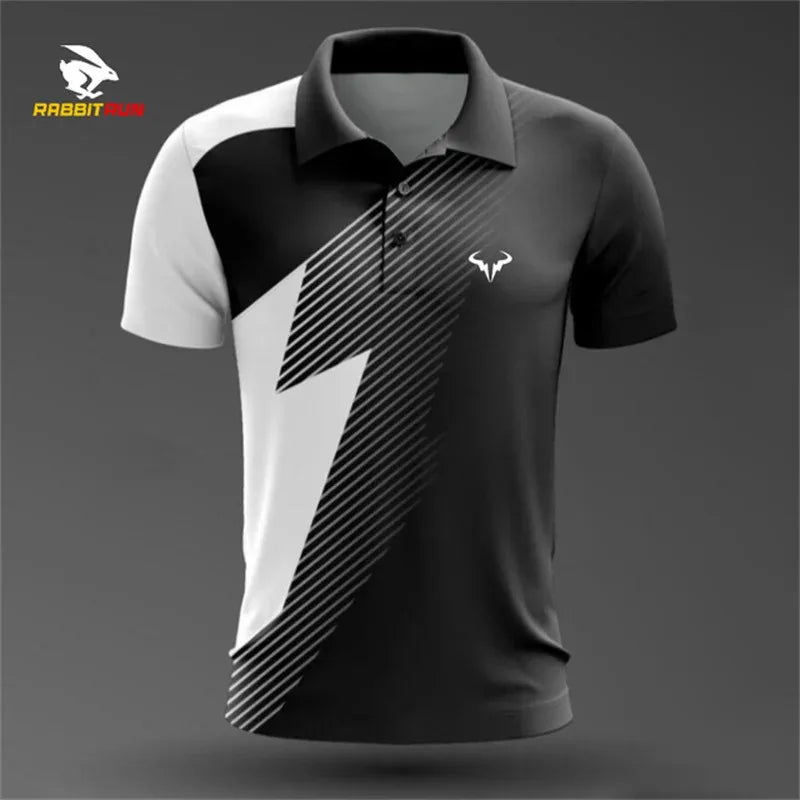 Camisa polo esportiva masculina respirável de secagem rápida badminton tênis gola alta esportes camiseta de golfe de manga curta para homem - PrimeImpérios