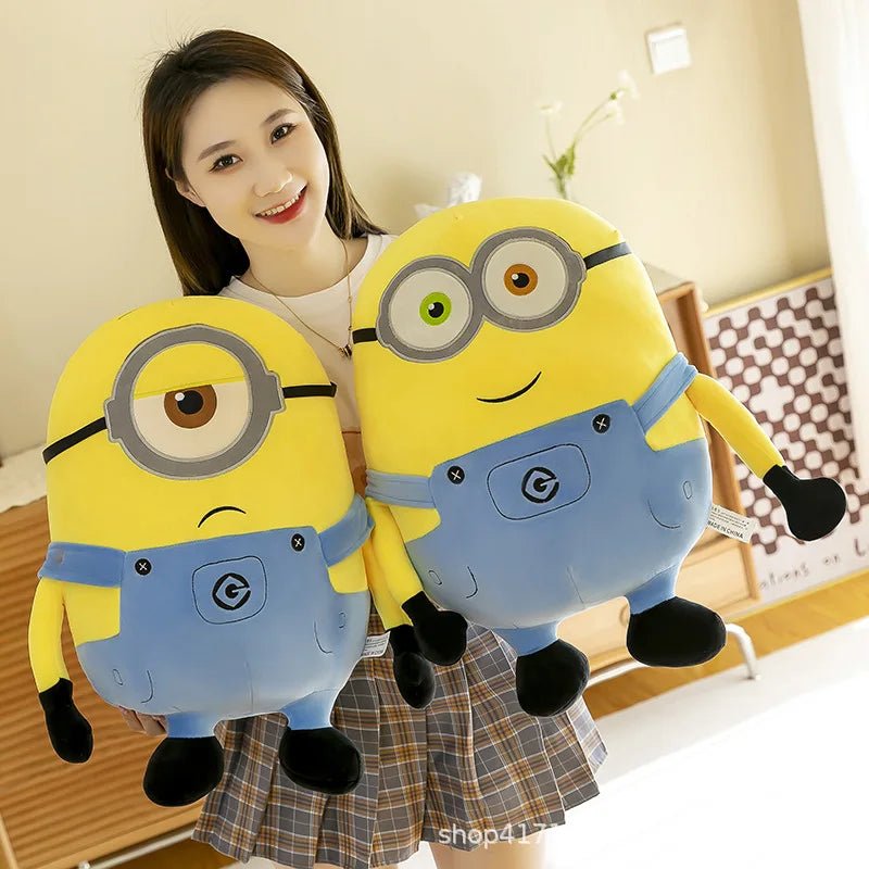 Minions brinquedos de pelúcia em jeans bonecas macias travesseiro decoração crianças presentes - PrimeImpérios