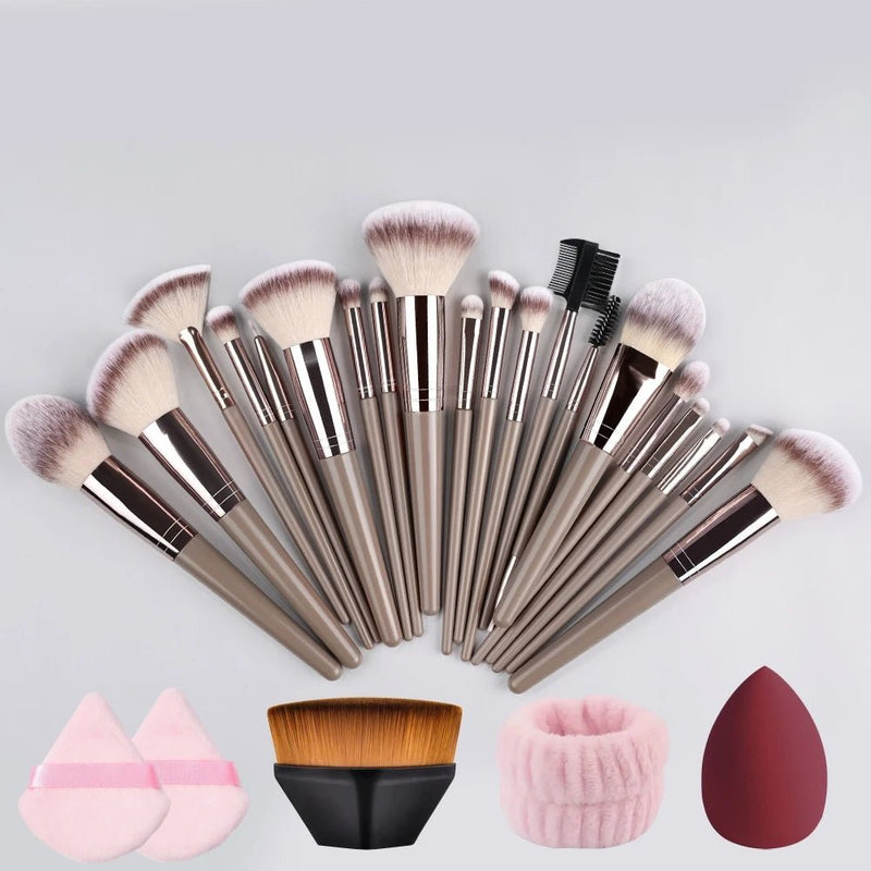 Conjunto de pincéis de maquiagem profissional, peças super macias, blush, iluminador, base, corretivo, sombra, ferramenta de beleza feminina, peças - PrimeImpérios