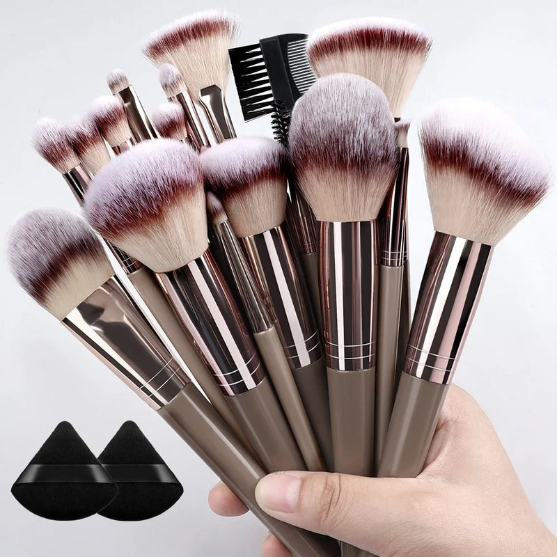 Conjunto de pincéis de maquiagem profissional, peças super macias, blush, iluminador, base, corretivo, sombra, ferramenta de beleza feminina, peças - PrimeImpérios