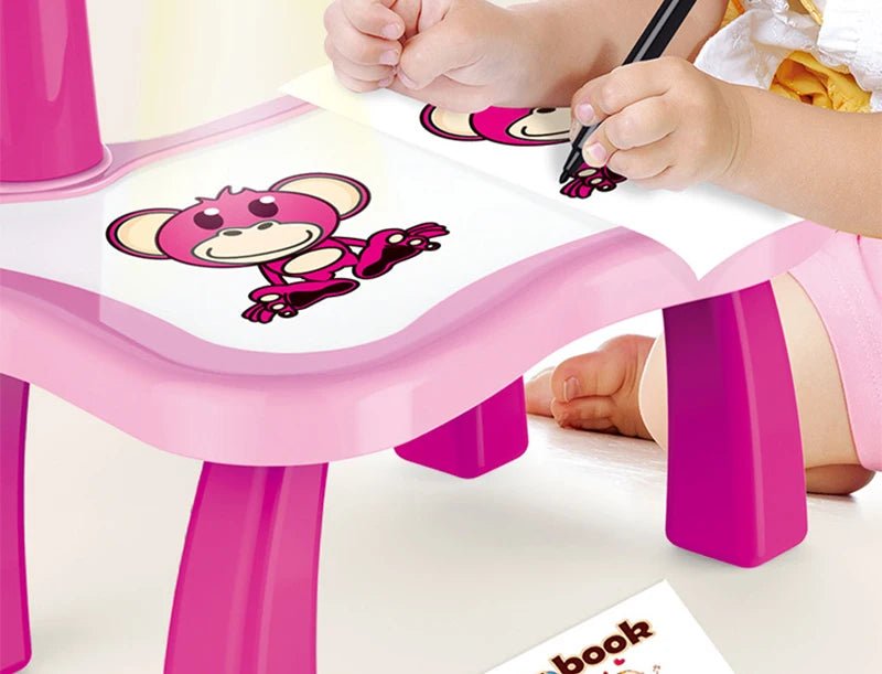 Crianças led projetor desenho mesa de brinquedo pintura conjunto mesa educacional placa ferramentas aprendizagem pintura brinquedos para crianças - PrimeImpérios