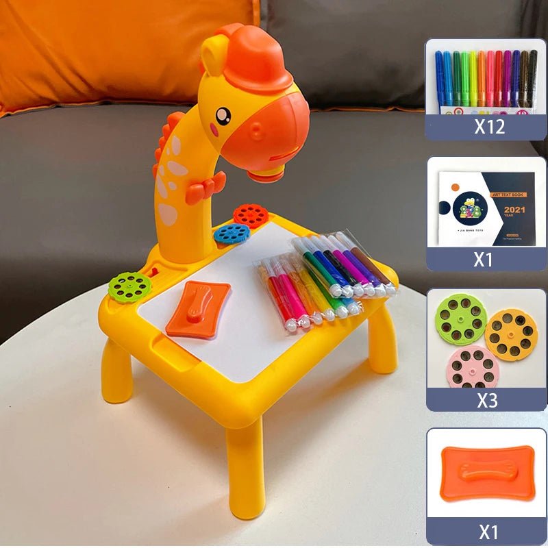 Crianças led projetor desenho mesa de brinquedo pintura conjunto mesa educacional placa ferramentas aprendizagem pintura brinquedos para crianças - PrimeImpérios