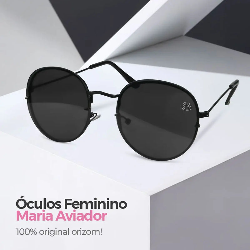 Óculos de Sol Feminino Aço Inox Preto Casual Praia + Estojo