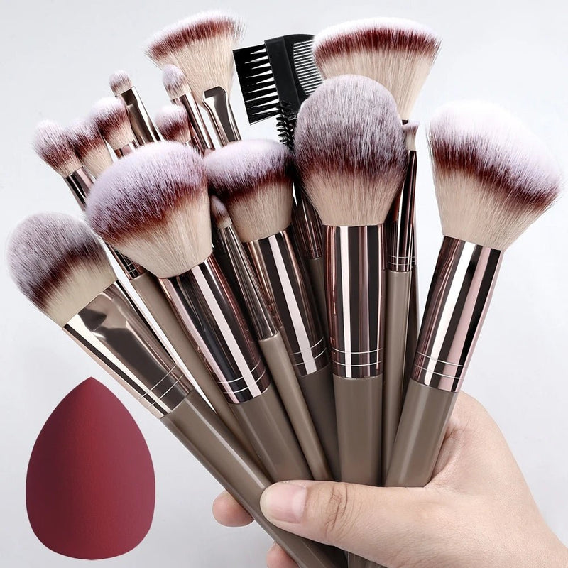 Conjunto de pincéis de maquiagem profissional, peças super macias, blush, iluminador, base, corretivo, sombra, ferramenta de beleza feminina, peças - PrimeImpérios