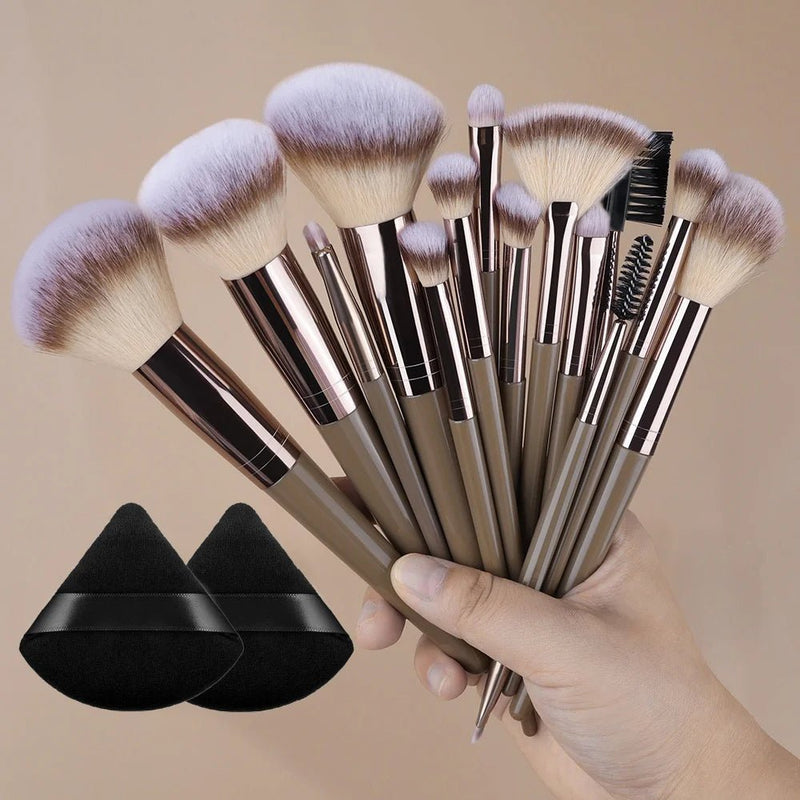 Conjunto de pincéis de maquiagem profissional, peças super macias, blush, iluminador, base, corretivo, sombra, ferramenta de beleza feminina, peças - PrimeImpérios