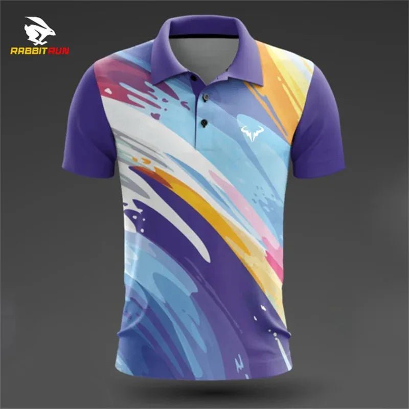 Camisa polo esportiva masculina respirável de secagem rápida badminton tênis gola alta esportes camiseta de golfe de manga curta para homem - PrimeImpérios