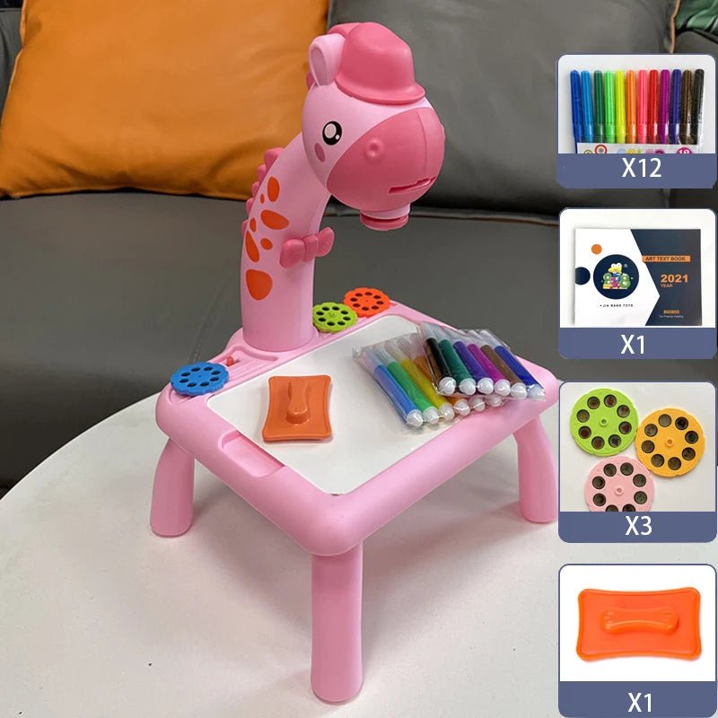 Crianças led projetor desenho mesa de brinquedo pintura conjunto mesa educacional placa ferramentas aprendizagem pintura brinquedos para crianças - PrimeImpérios