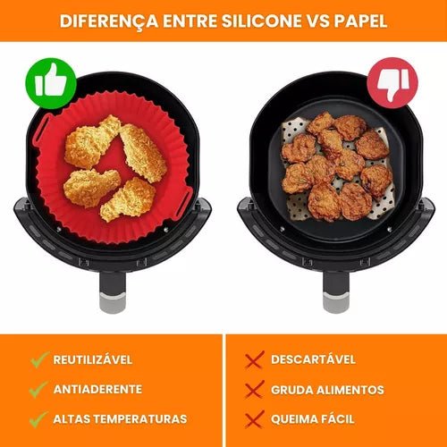 6 kit airfryer fritadeira de ar redonda capas protetoras de silicone e forno fritadeira elétrica praticidade de cozinha - PrimeImpérios