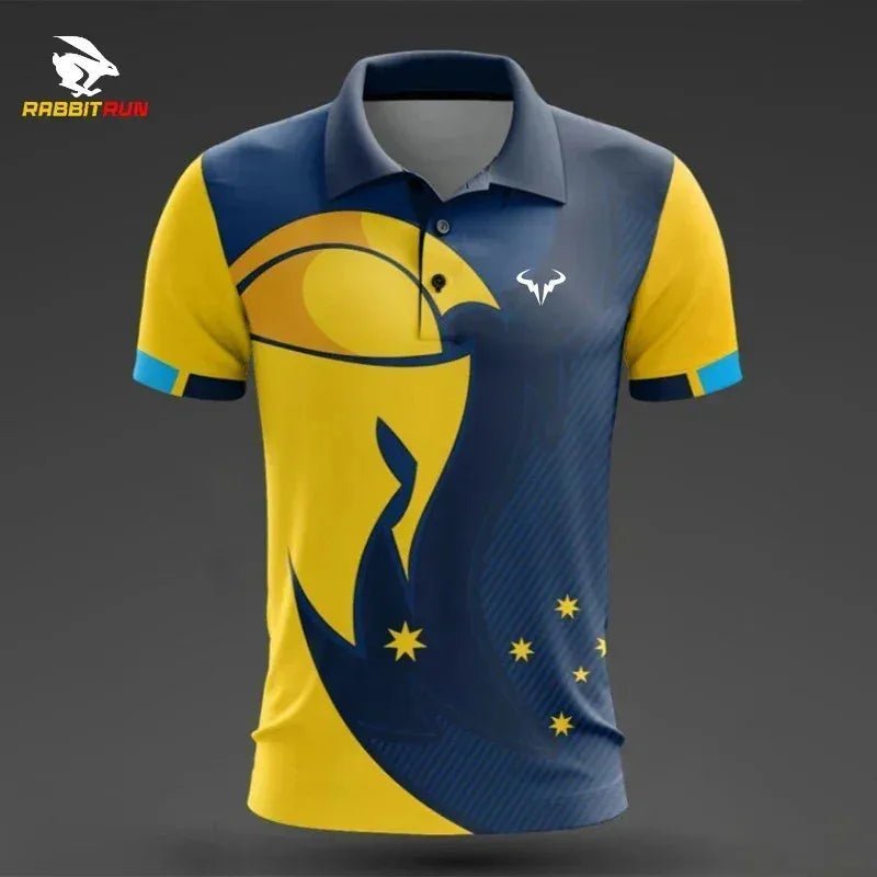 Camisa polo esportiva masculina respirável de secagem rápida badminton tênis gola alta esportes camiseta de golfe de manga curta para homem - PrimeImpérios