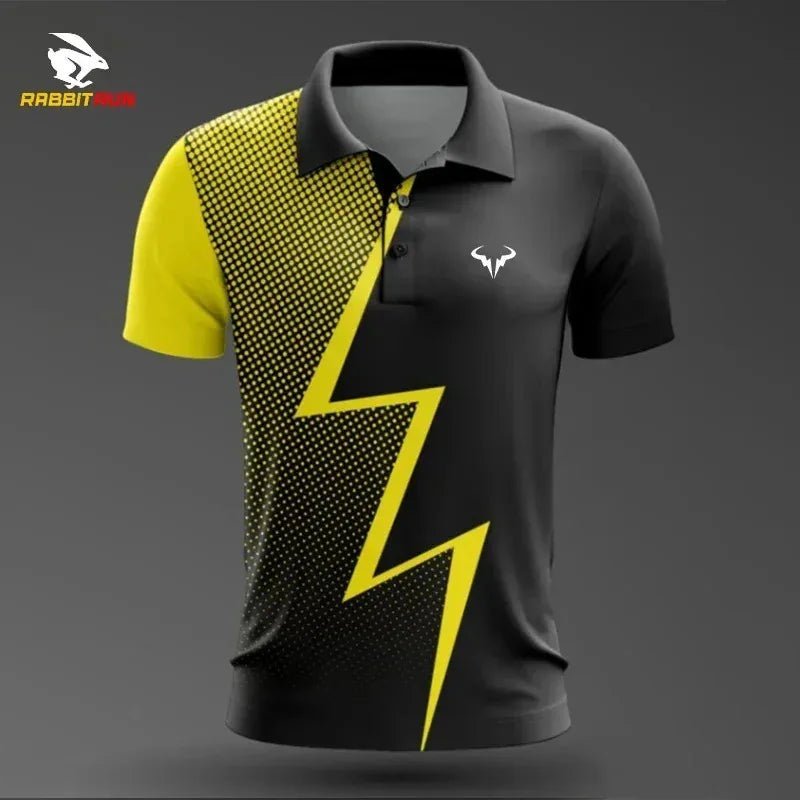 Camisa polo esportiva masculina respirável de secagem rápida badminton tênis gola alta esportes camiseta de golfe de manga curta para homem - PrimeImpérios